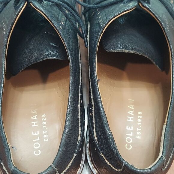 Cole Haan C24112 Warren Wingtip Oxfords Shoes Black Leather‎ Size 10.5M - Picture 5 of 9